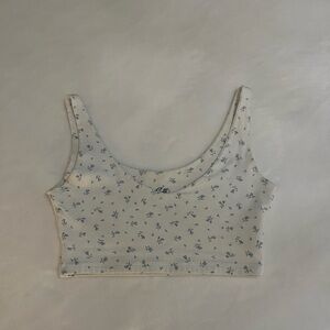 White tank top with blue floral design from John Galt in size S/XS